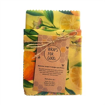 Beeswax Reusable Food Wraps 3 Pack - Citrus