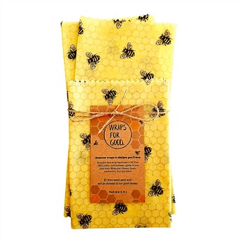 Beeswax Reusable Food Wraps 3 Pack - Honey Bees