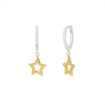 Super Star Huggie Sterling Silver & 14CT Plated Yellow Gold