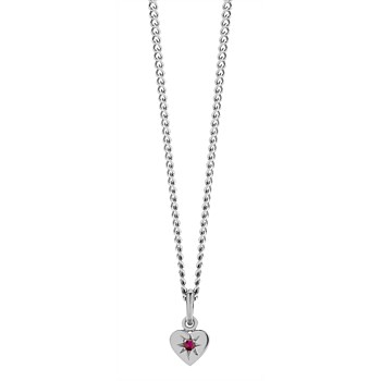 Diamond Heart Charm Necklace - White Diamond