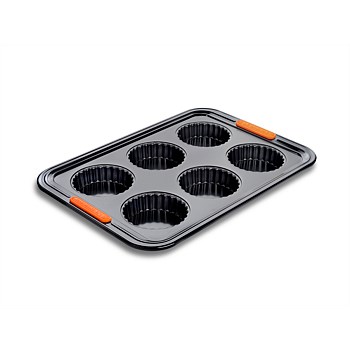 Toughened Non Stick Bakeware 6 Cup Fluted Tart Tray
