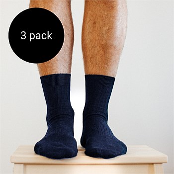 Man Merino Wool Plain Crew Socks - Pack of 3
