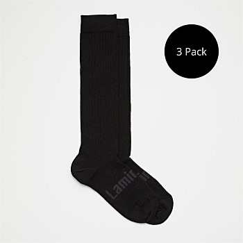 Man Merino Wool Plain Knee High Socks - Pack of 3