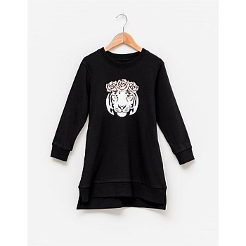 Sweater Dress Black Floral Tiger