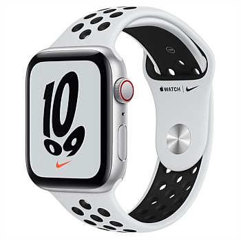 Apple Watch Nike SE GPS + Cellular, 44mm Silver Aluminium Case with Pure Platinum/Black Nike Sport B