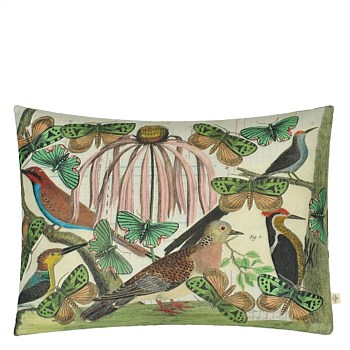Floral Aviary Parchment Cushion