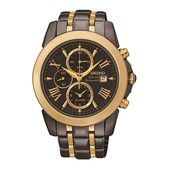 Le Grand Sport Men's Solar Alarm Chronograph Black & Gold Watch