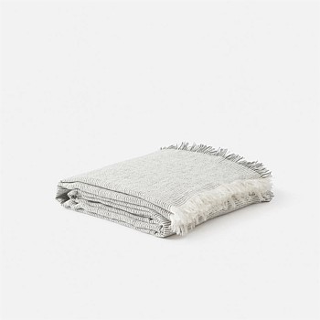 Pinstripe Linen Bedspread Natural/Carbon Q