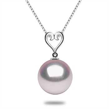 Open Heart White Japanese Akoya Pearl Pendant