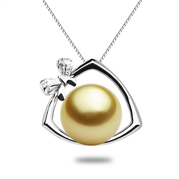 Golden South Sea Pearl Triangular Heart Pendant