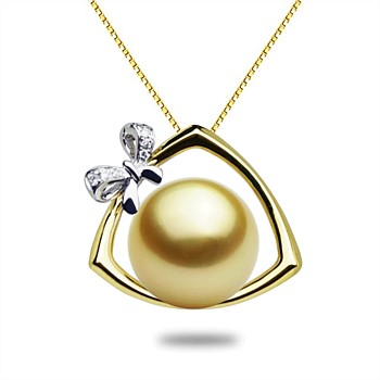 Golden South Sea Pearl Triangular Heart Pendant