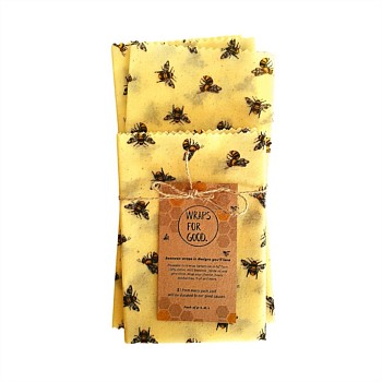 Beeswax Reusable Food Wraps 3 Pack - Flying Bees