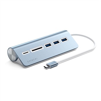 USB-C Aluminium USB Hub & Card Reader (Blue)