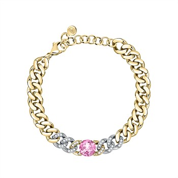 Chain Collection Pink Stone Gold Bracelet