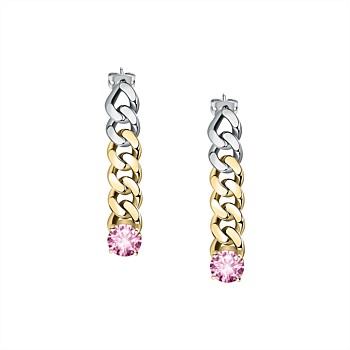 Chain Collection Pink Stone Gold Earrings