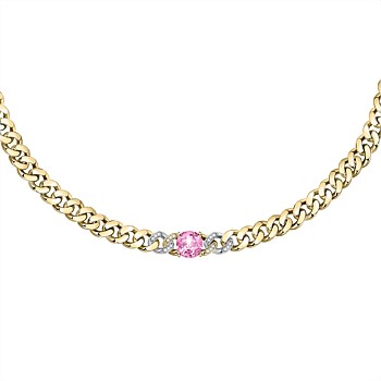 Chain Collection Pink Stone Gold Necklace