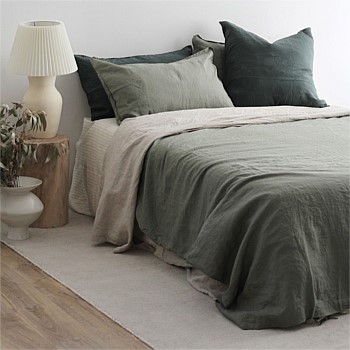 Flax Linen Duvet Cover - Rosemary