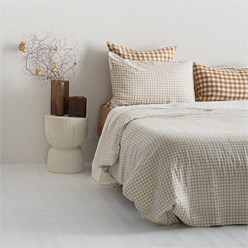 Flax Linen Duvet Cover - Natural Small Gingham