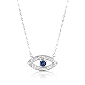 Georgini Rock Star Blue Evil Eye Pendant Silver