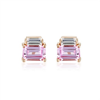 Georgini Emilio Pink Sapphire Double Baguette Earrings