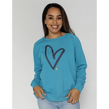 Vintage Aqua With Heart Sweater