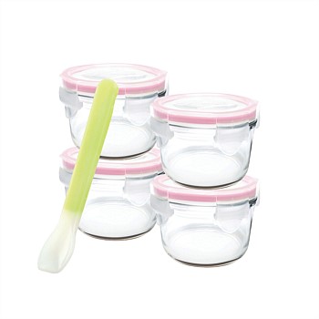 5 Piece Round Baby Container Set with Silicone Spoon