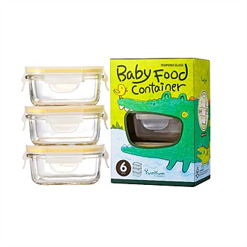 3 Piece Rectangular Baby Food Container Set