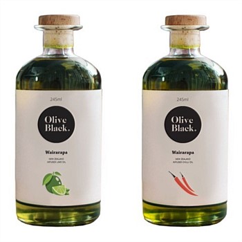 Olive Black Twin Pack - Chilli infused EVOO and Lime infused EVOO