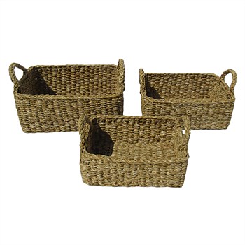 Seagrass Rectangle Baskets Set of 3