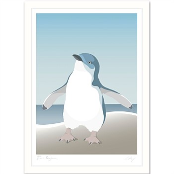 Framed Art Print - Blue Penguin