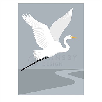 Art Print - White Heron - Fog