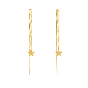 Stargazers Thread Earrings Gold Plate
