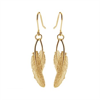 Duo Miromiro Feather Earrings Gold Plate