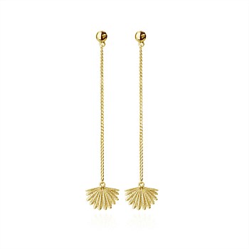 Mini Fan Tail Drop Earrings Gold Plate