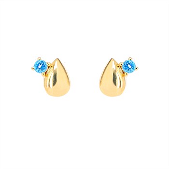 The Duette in Blue Topaz Studs Gold Plate