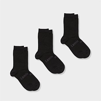 Merino Wool Plain Crew Socks | Woman + Man | 3 Pack
