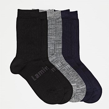 Merino Wool Plain Crew Socks | Woman + Man | 3 Pack