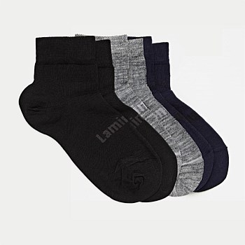 Merino Wool Plain Ankle Socks | Woman + Man | 3 Pack