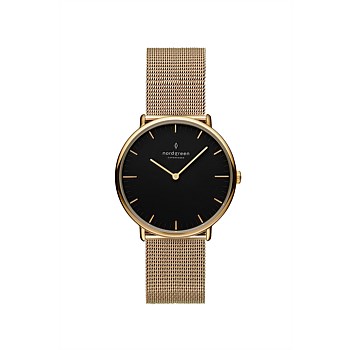 Native 28mm Gold Black Dial Wristwatch