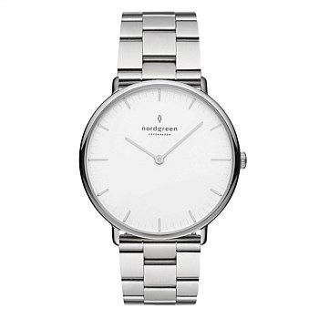 Native 36mm Silver White Dial Wristwatch