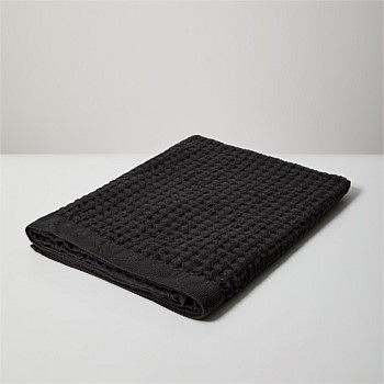 Linen Waffle Japanese Bath Towels - Black