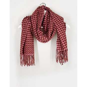 Scarf Pink And Tan Houndstooth