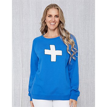 Sweater Blue Sapphire White Cross