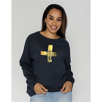 Sweater Navy Brushed Gold Cross