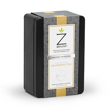 organic heritage Zealong Chamomile tea bags in tin