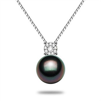 12-13mm Black Tahitian Pearl Pave Ball Pendant