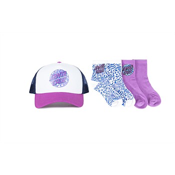 Zebra Marble Dot Girls Cap and Socks
