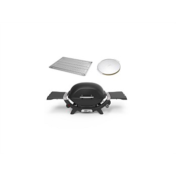 Weber Bundle Q2000N Black With Pizza Stone & Roasting Trivet