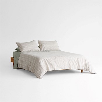 Flax Linen Duvet Cover - Cover Oatmeal Stripe