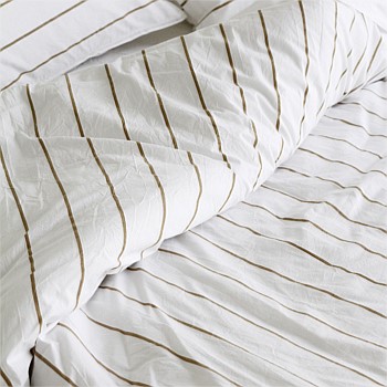 Stonewash Cotton Duvet Cover - Khaki Stripe